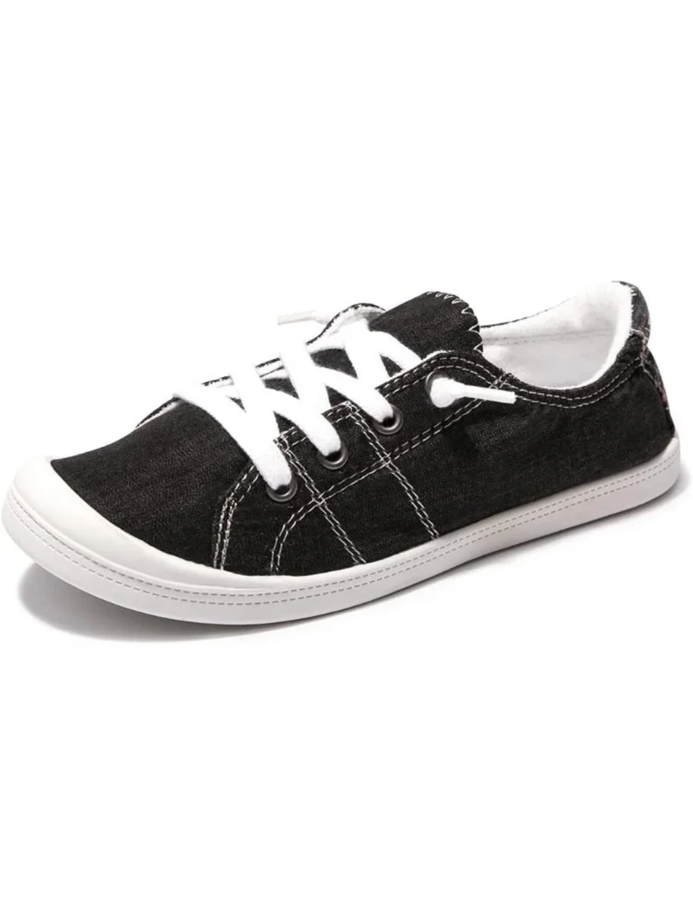 Womens Black Canvas Slipon Canvas Sneaker Low Top Walking Shoes Fashion Sneakers